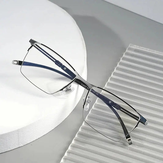Unisex Square Semi-Rimless Titanium Prescription Glasses 860247 — view 1 | Rx Spectacle