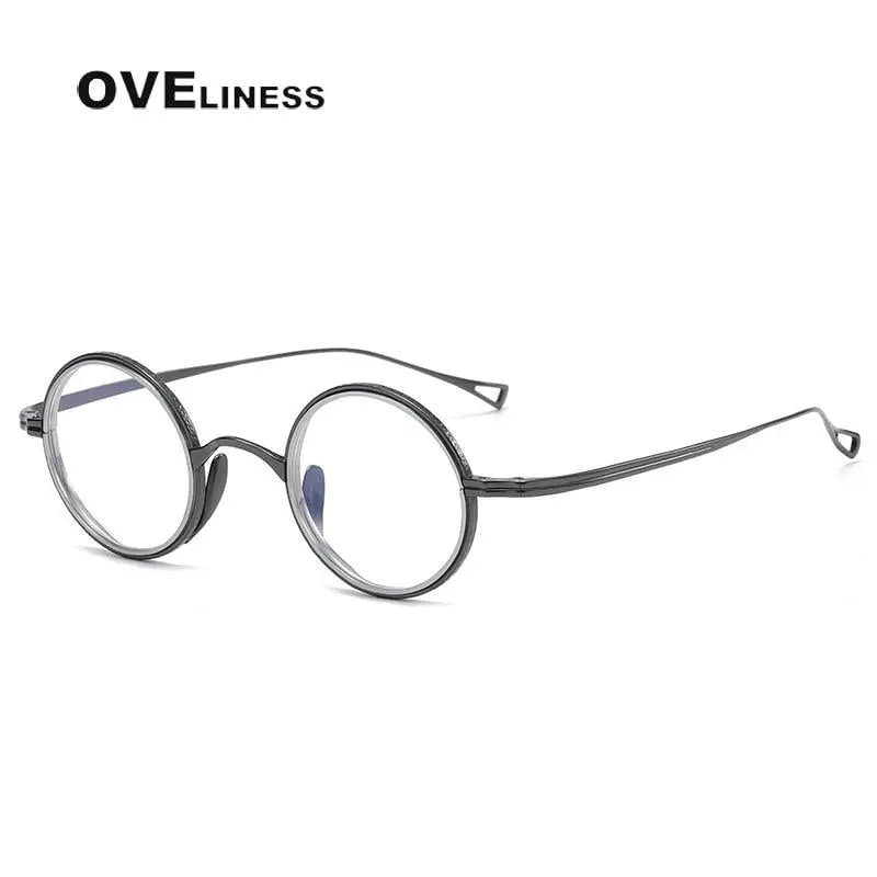 Unisex Round Full Rim Titanium Prescription Glasses 123 — view 3 | Rx Spectacle