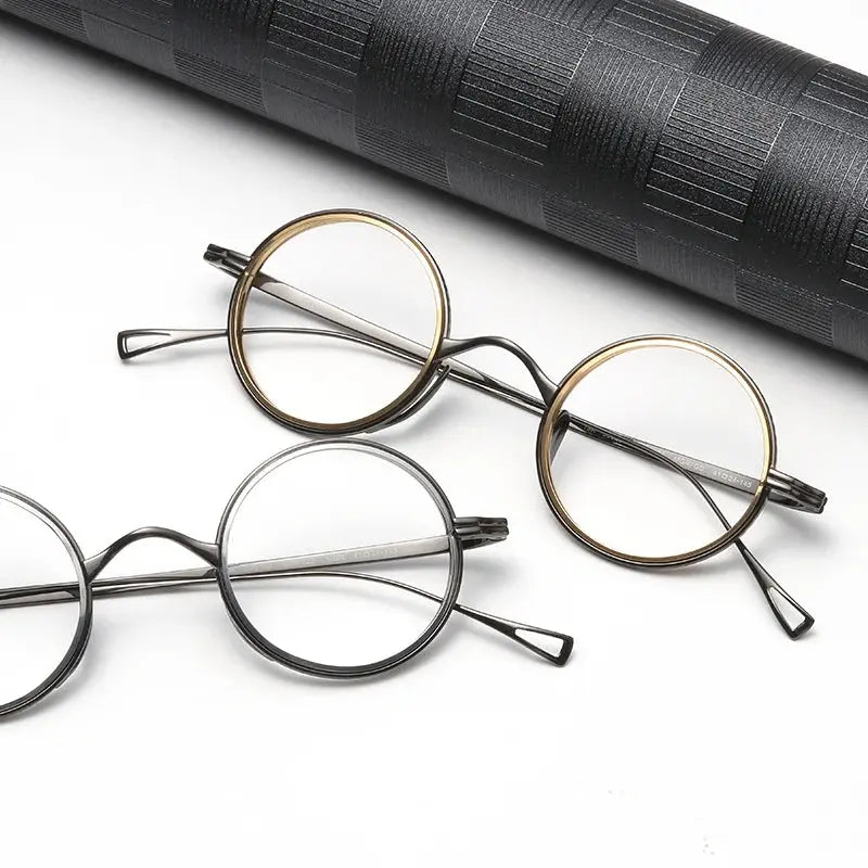 Unisex Round Full Rim Titanium Prescription Glasses Km123 — view 2 | Rx Spectacle