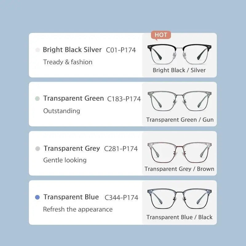 Men's Square Full Rim Titanium Prescription Glasses St6203 — view 8 | Rx Spectacle