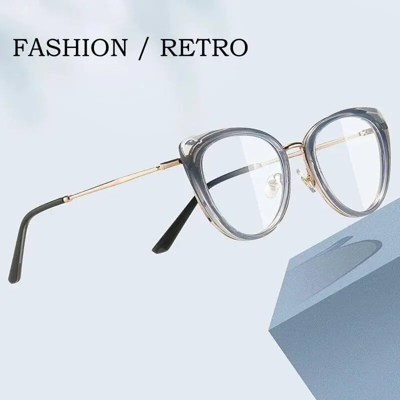 Women's Cat Eye Full Rim Alloy Prescription Glasses 87007 — view 2 | Rx Spectacle