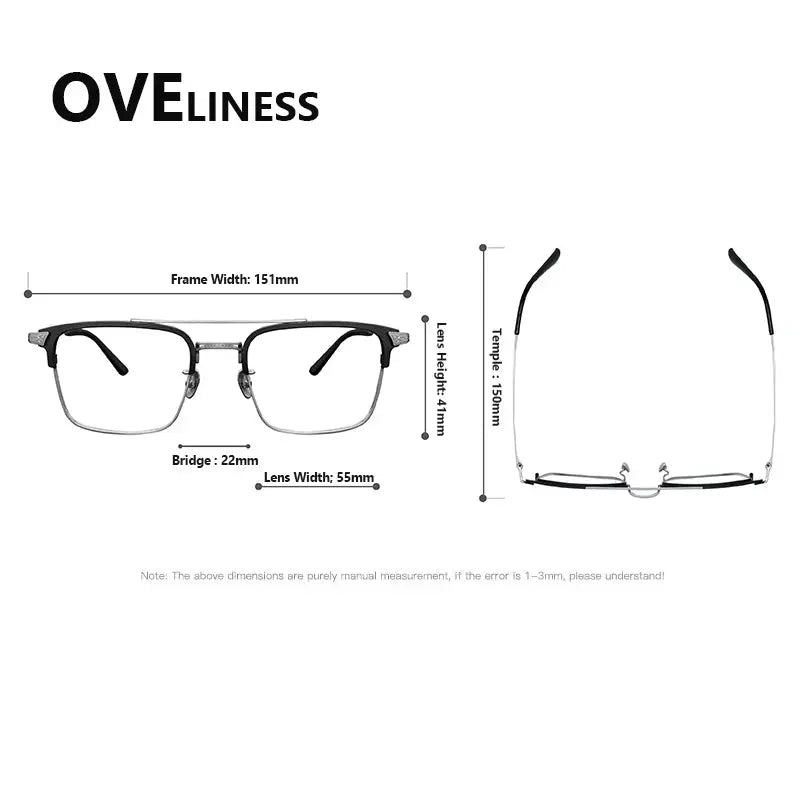 Men's Square Full Rim Titanium Double Bridge Prescription Glasses 981085 — view 2 | Rx Spectacle