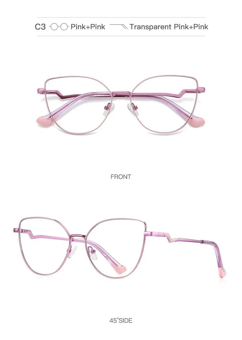 Women's Cat Eye Full Rim Alloy Prescription Glasses 3043 — view 17 | Rx Spectacle
