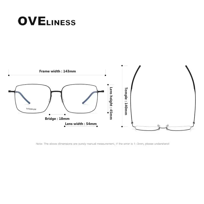Square Semi-Rimless Titanium Prescription Glasses 65511 — view 2 | Rx Spectacle