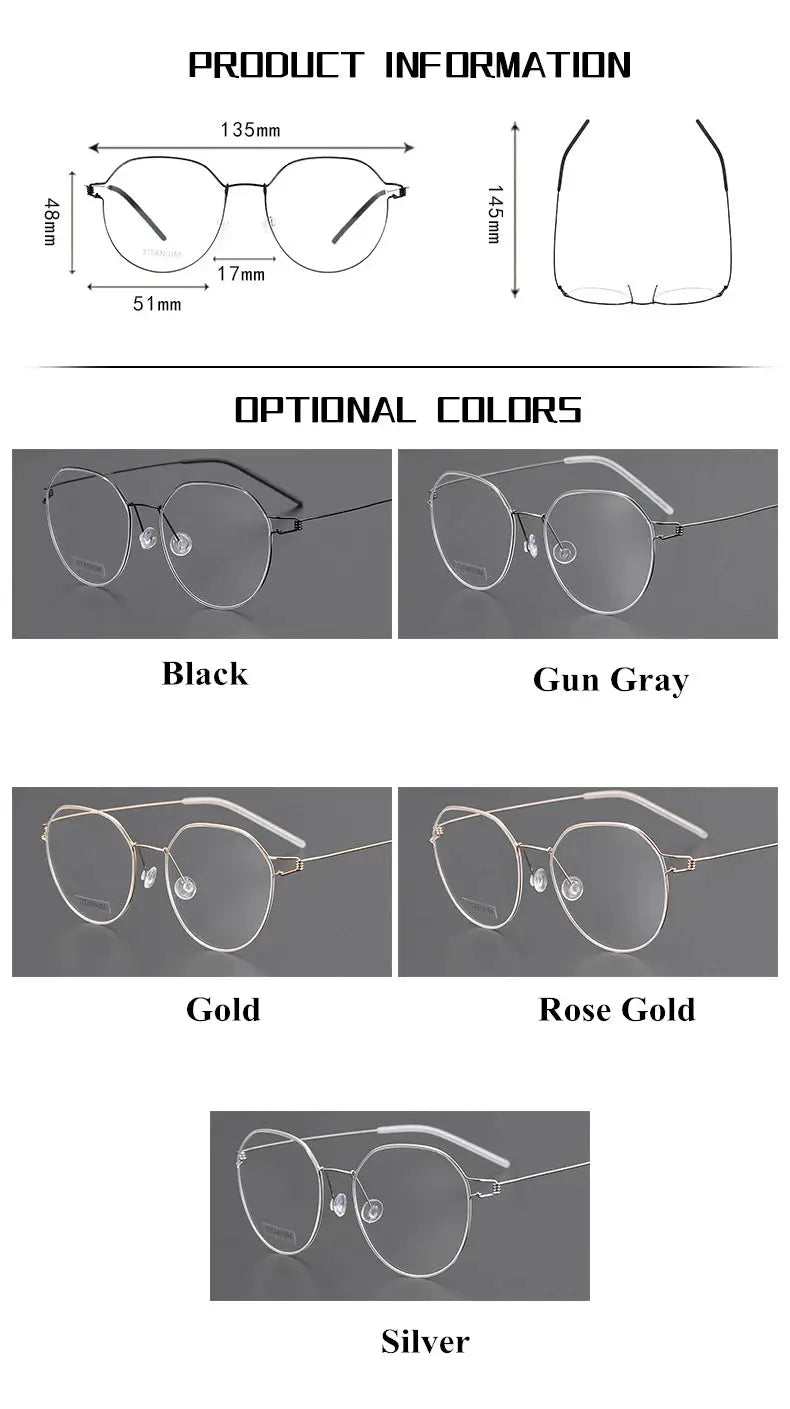 Women's Round Full Rim Titanium Flat Top Prescription Glasses 64135 — view 2 | Rx Spectacle
