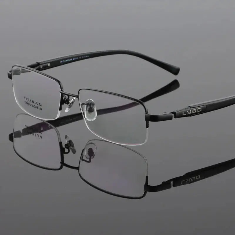 Unisex Square Semi-Rimless Titanium Prescription Glasses 59910 — view 5 | Rx Spectacle