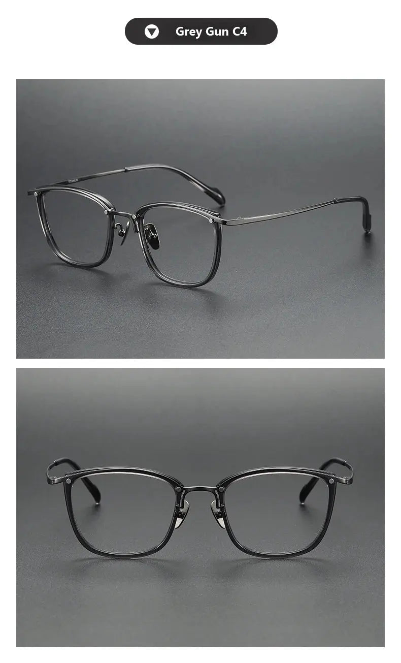 Unisex Square Full Rim Titanium Prescription Glasses Y053 — view 9 | Rx Spectacle