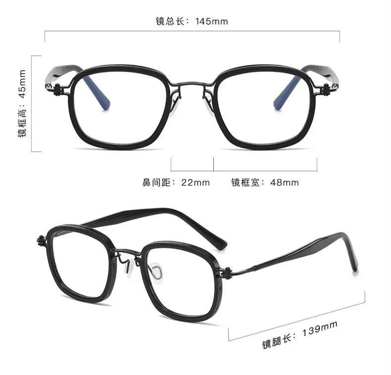 Unisex Square Full Rim Titanium Prescription Glasses 458631 — view 2 | Rx Spectacle