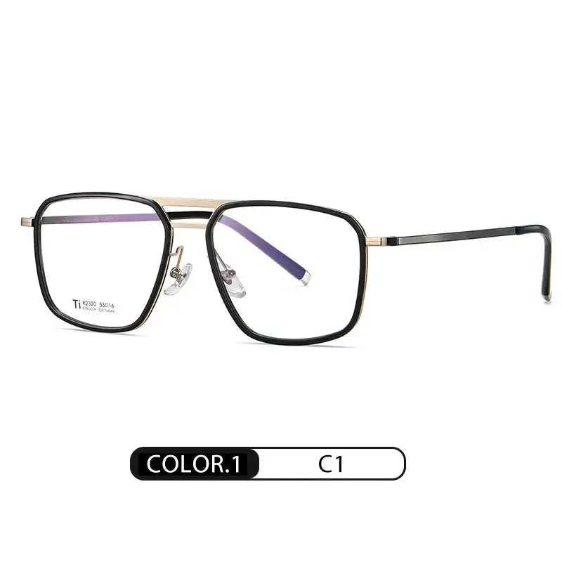 Unisex Square Full Rim Titanium Double Bridge Prescription Glasses 72320 — view 7 | Rx Spectacle