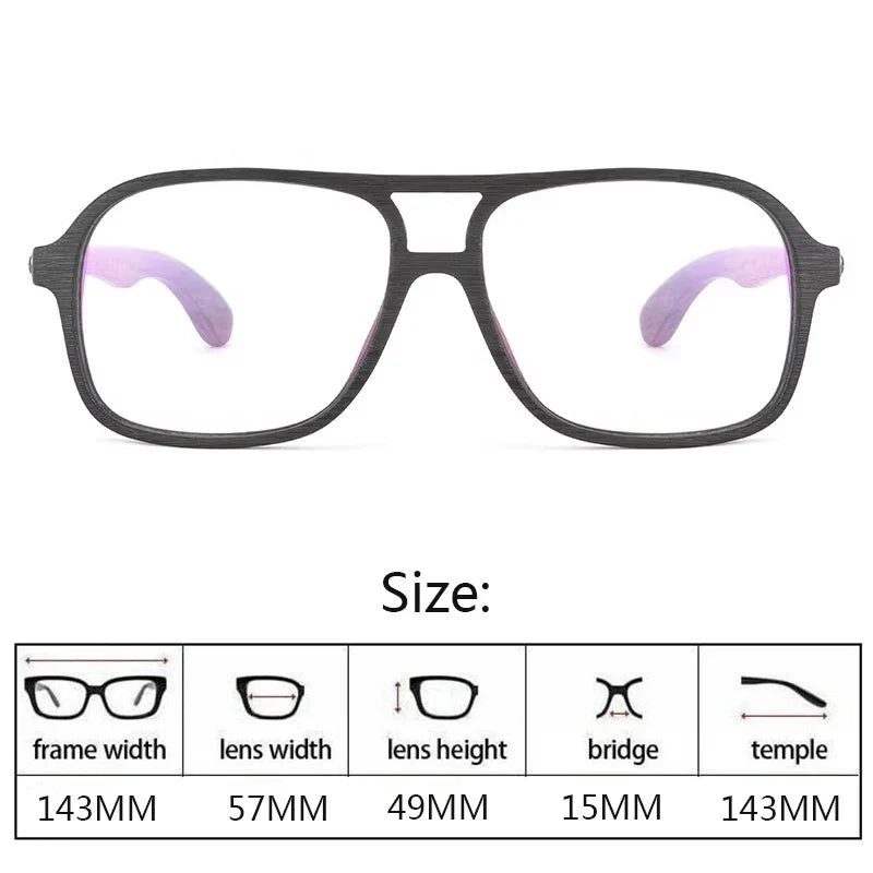 Unisex Square Full Rim Wood Double Bridge Prescription Glasses 458000 — view 2 | Rx Spectacle