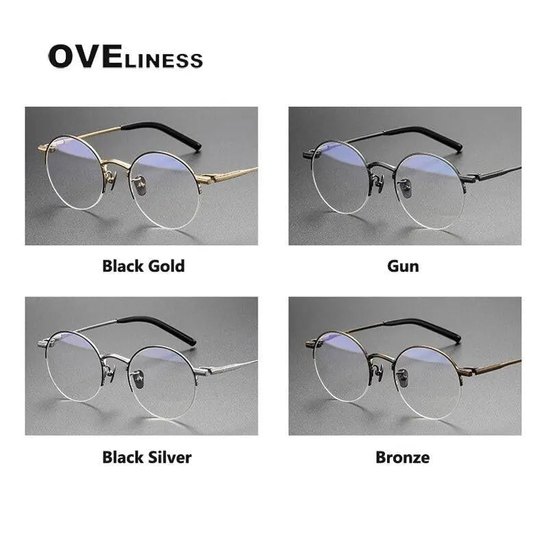 Unisex Round Semi-Rimless Titanium Prescription Glasses 185 — view 8 | Rx Spectacle