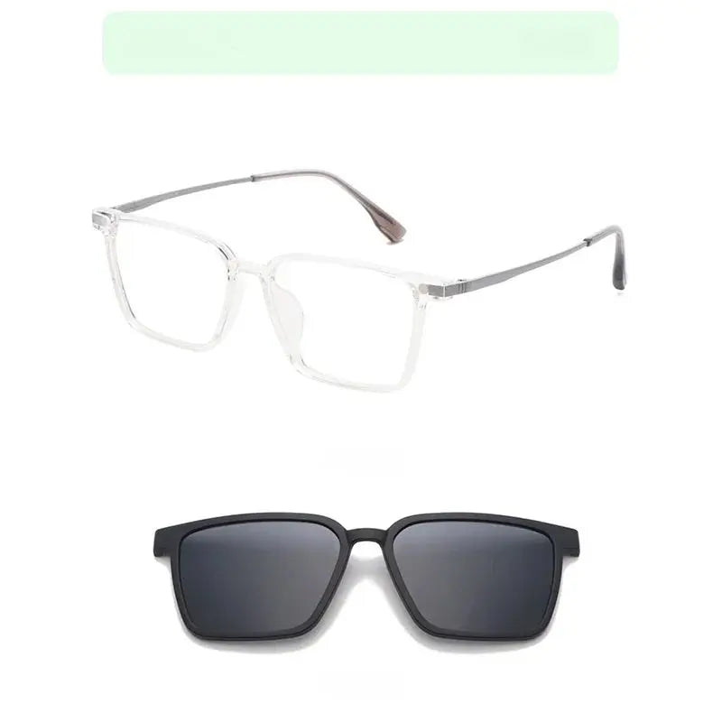 Men's Square Full Rim Titanium Clip-On Prescription Glasses 65031 — view 6 | Rx Spectacle