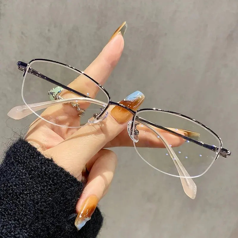 Women's Square Semi-Rimless Titanium Prescription Glasses 23006 — view 7 | Rx Spectacle