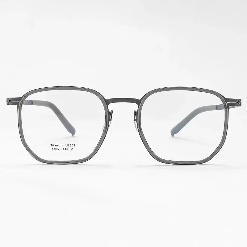 Unisex Square Full Rim Titanium Prescription Glasses J2603 — view 3 | Rx Spectacle