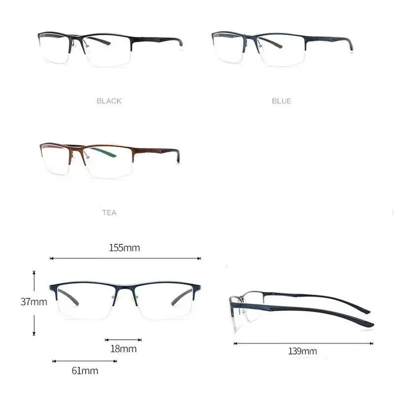 Men's Square Semi-Rimless Titanium Prescription Glasses 663 — view 7 | Rx Spectacle
