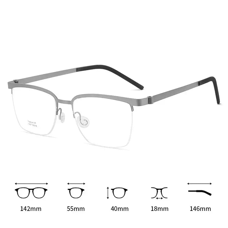 Men's Square Semi-Rimless Titanium Prescription Glasses 367427 — view 6 | Rx Spectacle