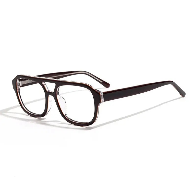 Unisex Square Full Rim Acetate Double Bridge Prescription Glasses 908 — view 7 | Rx Spectacle
