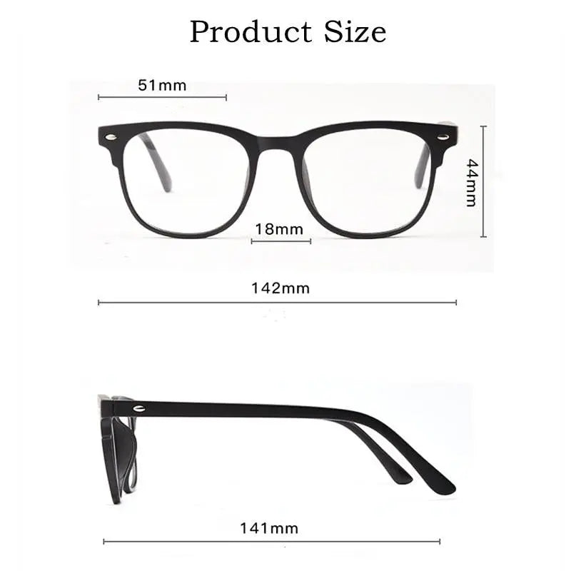 Unisex Square Full Rim TR90 Clip-On Prescription Glasses 5502R — view 5 | Rx Spectacle