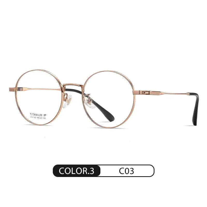 Women's Round Full Rim Titanium Prescription Glasses 31102 — view 6 | Rx Spectacle