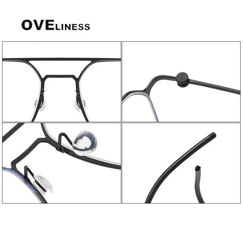 Unisex Square Full Rim Titanium Double Bridge Prescription Glasses 5517 — view 10 | Rx Spectacle