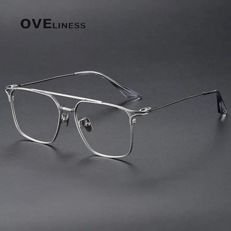 Unisex Square Full Rim Titanium Double Bridge Prescription Glasses 81000 — view 2 | Rx Spectacle