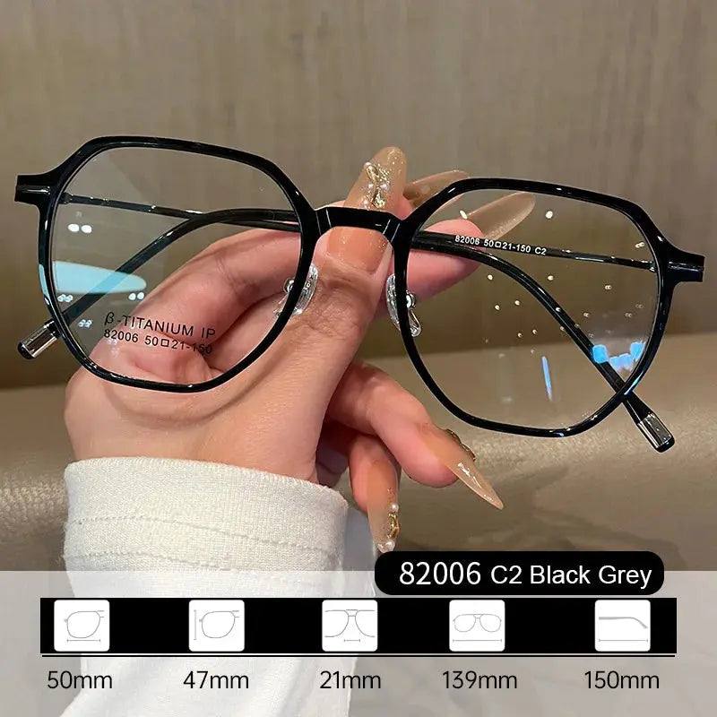 Women's Polygon Full Rim Titanium Flat Top Prescription Glasses 82006 — view 3 | Rx Spectacle