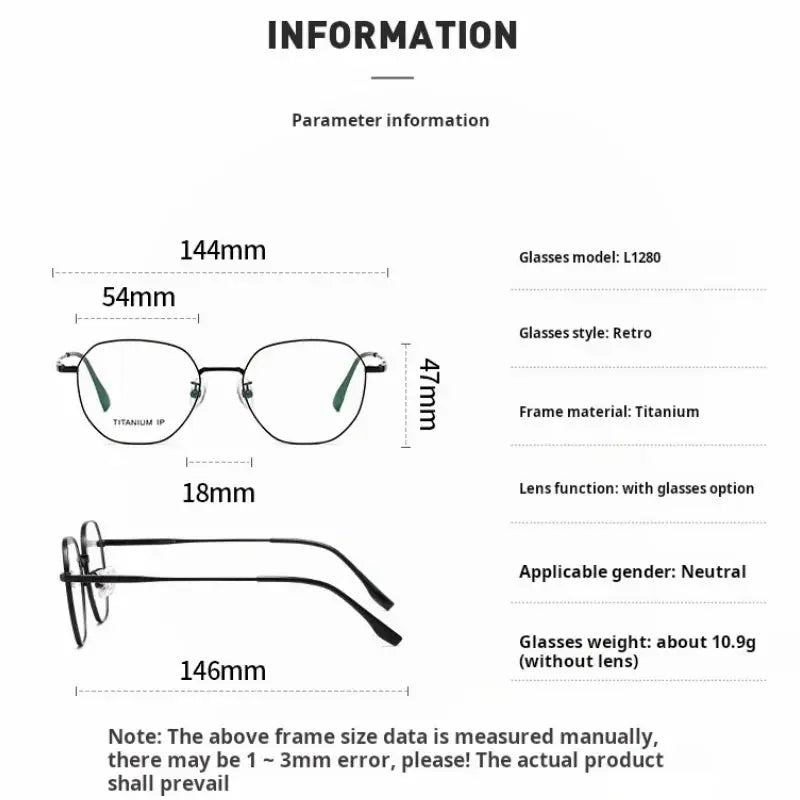 Unisex Polygon Full Rim Titanium Flat Top Prescription Glasses 71280 — view 2 | Rx Spectacle