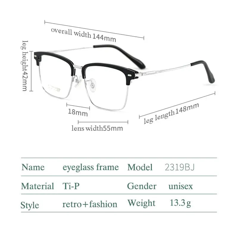 Men's Square Full Rim Titanium Prescription Glasses 231947 — view 2 | Rx Spectacle