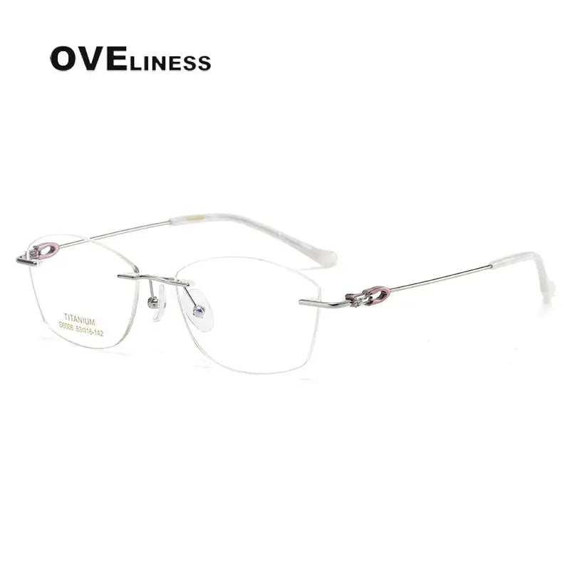 Women's Cat Eye Rimless Titanium Prescription Glasses 196006 — view 9 | Rx Spectacle