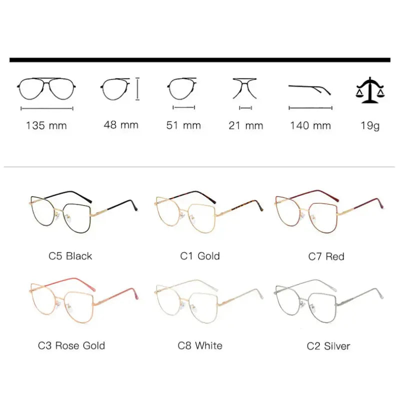 Women's Cat Eye Full Rim Alloy Prescription Glasses 195631 — view 3 | Rx Spectacle