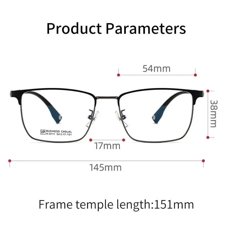 Men's Square Full Rim Titanium Prescription Glasses K9111 — view 8 | Rx Spectacle