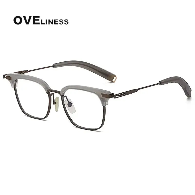 Unisex Square Full Rim Titanium Oversized Prescription Glasses 64207 — view 4 | Rx Spectacle