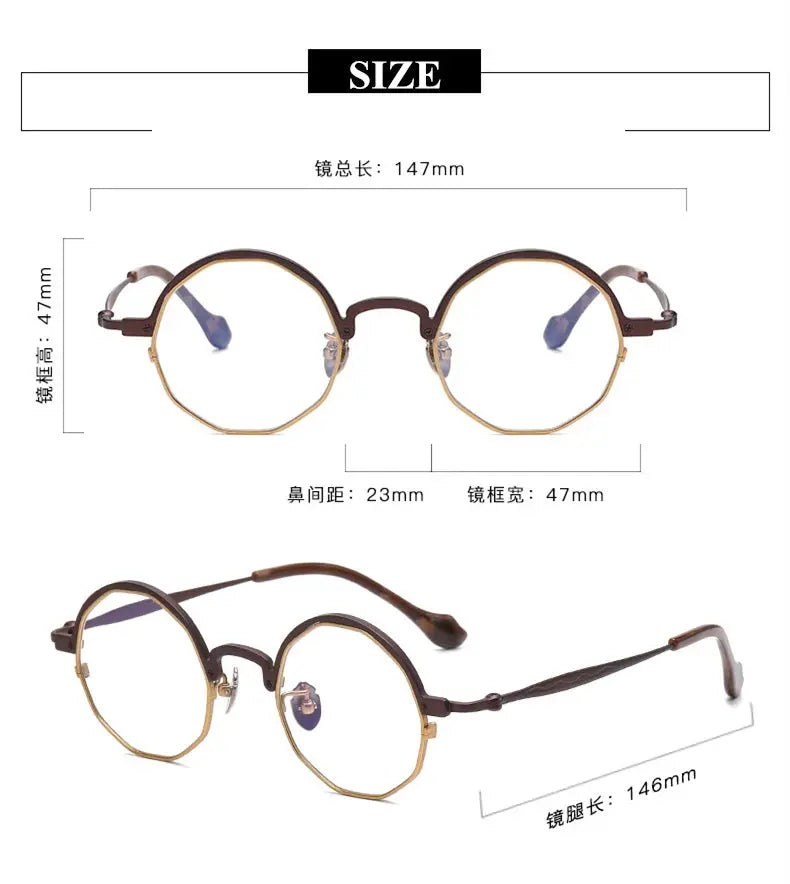 Unisex Irregular Full Rim Titanium Prescription Glasses T6067 — view 7 | Rx Spectacle