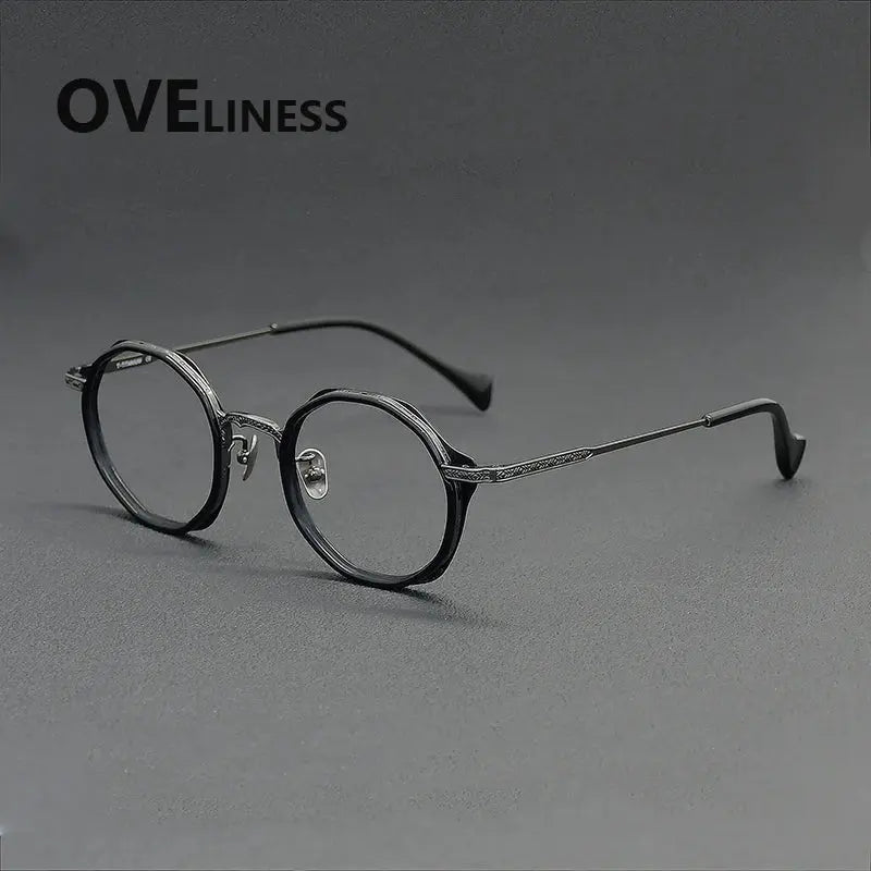 Women's Round Full Rim Titanium Prescription Glasses 926007 — view 6 | Rx Spectacle