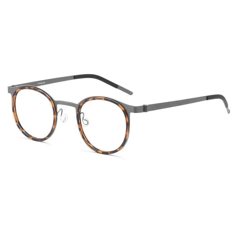 Men's Round Full Rim Titanium Screwless Prescription Glasses 9704jw — view 4 | Rx Spectacle