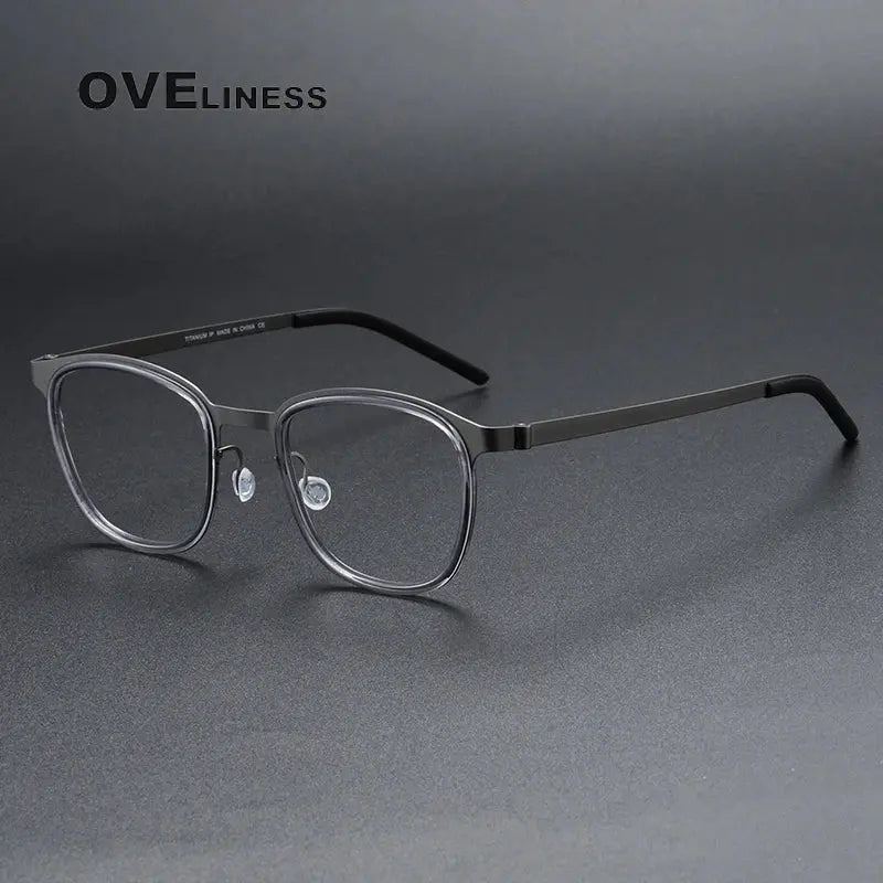 Unisex Square Full Rim Titanium Prescription Glasses O9765 — view 7 | Rx Spectacle