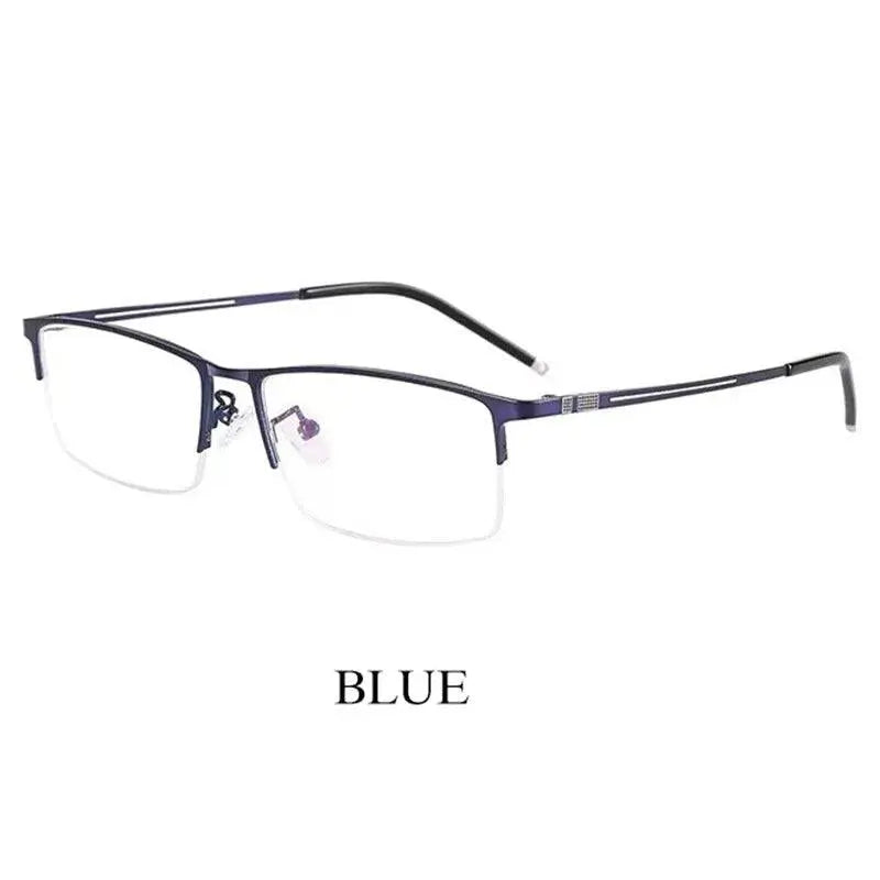 Men's Square Semi-Rimless Alloy Prescription Glasses P9031 — view 14 | Rx Spectacle