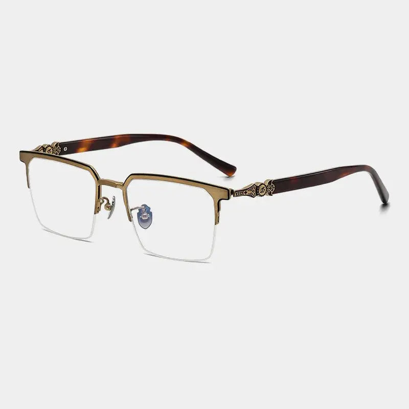 Unisex Square Semi-Rimless Titanium Prescription Glasses 46860 — view 3 | Rx Spectacle