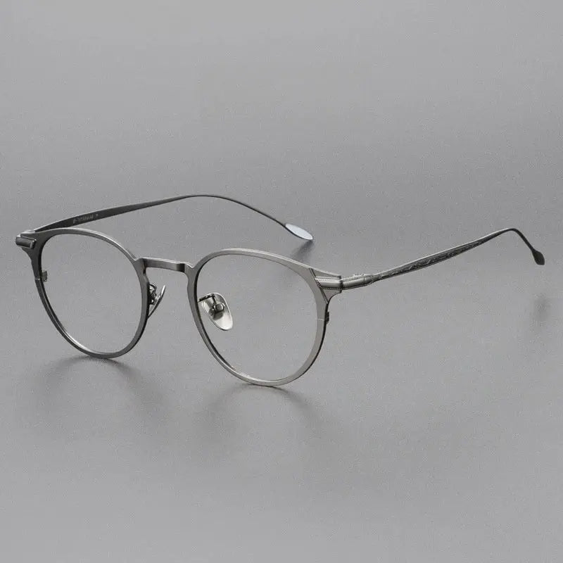 Unisex Round Full Rim Titanium Prescription Glasses Y0061 — view 8 | Rx Spectacle