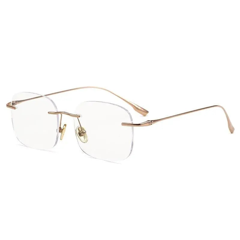 Unisex Square Rimless Titanium Prescription Glasses Eyeglasses1135 — view 5 | Rx Spectacle