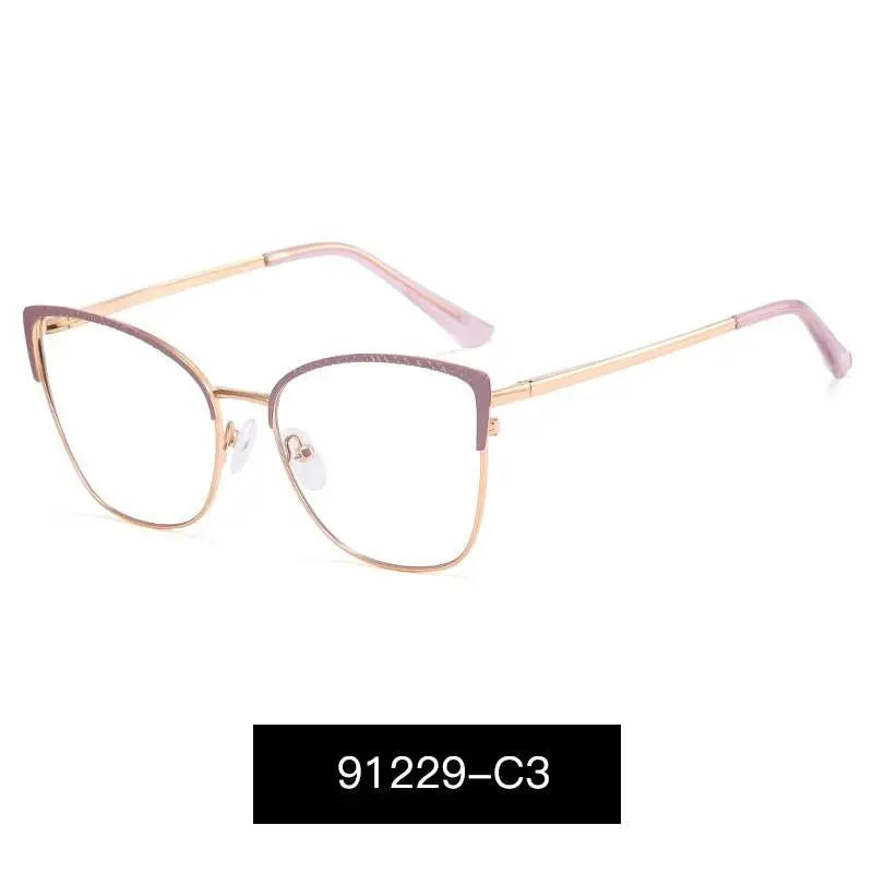Women's Cat Eye Full Rim Alloy Prescription Glasses 91229 — view 5 | Rx Spectacle