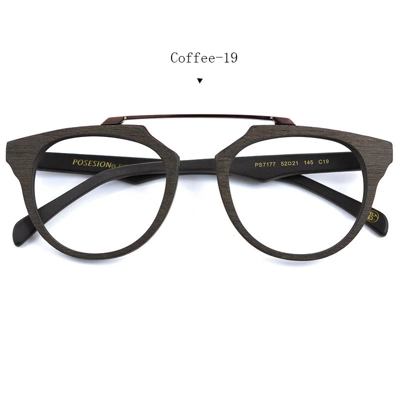 Men's Round Full Rim Titanium Double Bridge Prescription Glasses 036100 — view 4 | Rx Spectacle