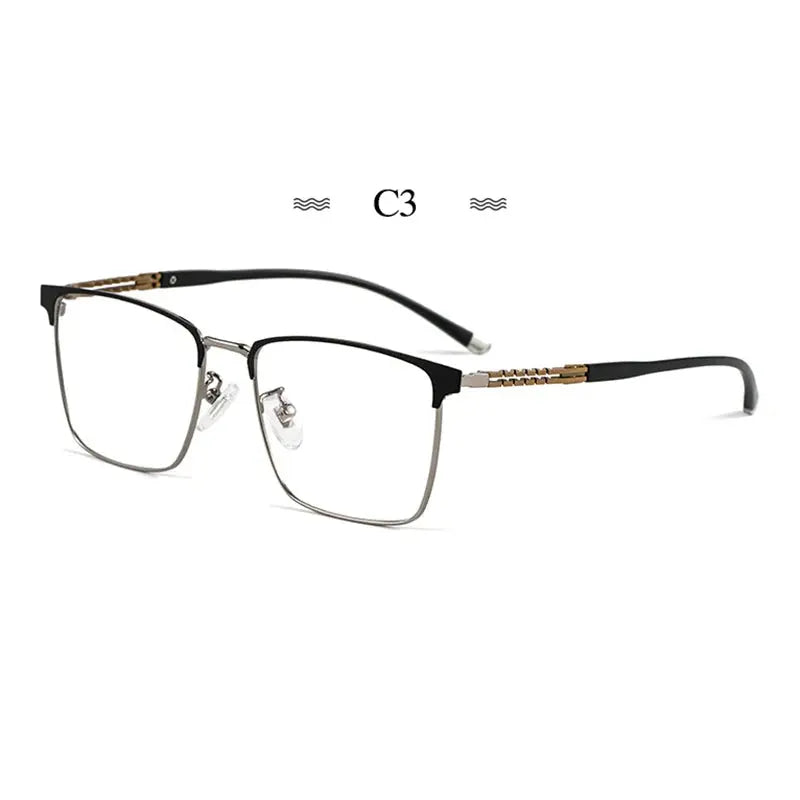 Men's Square Full Rim Titanium Prescription Glasses 86114 — view 6 | Rx Spectacle