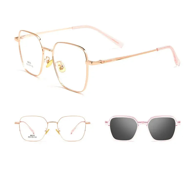 Unisex Square Full Rim Titanium Clip-On Prescription Glasses 8609 — view 7 | Rx Spectacle