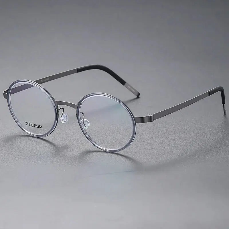 Women's Round Full Rim Titanium Screwless Prescription Glasses 49707 — view 6 | Rx Spectacle