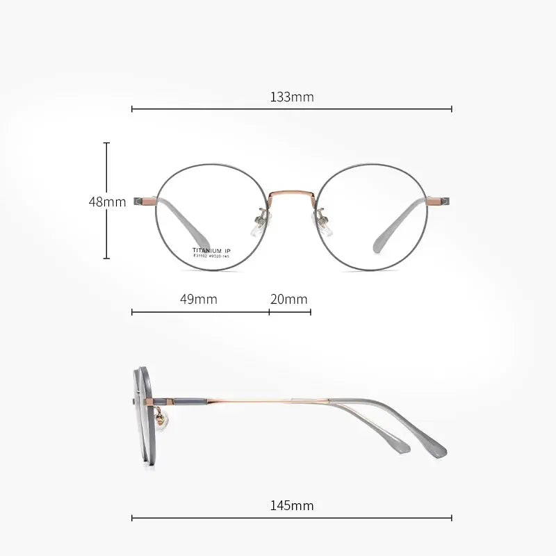 Women's Round Full Rim Titanium Prescription Glasses 31102 — view 2 | Rx Spectacle