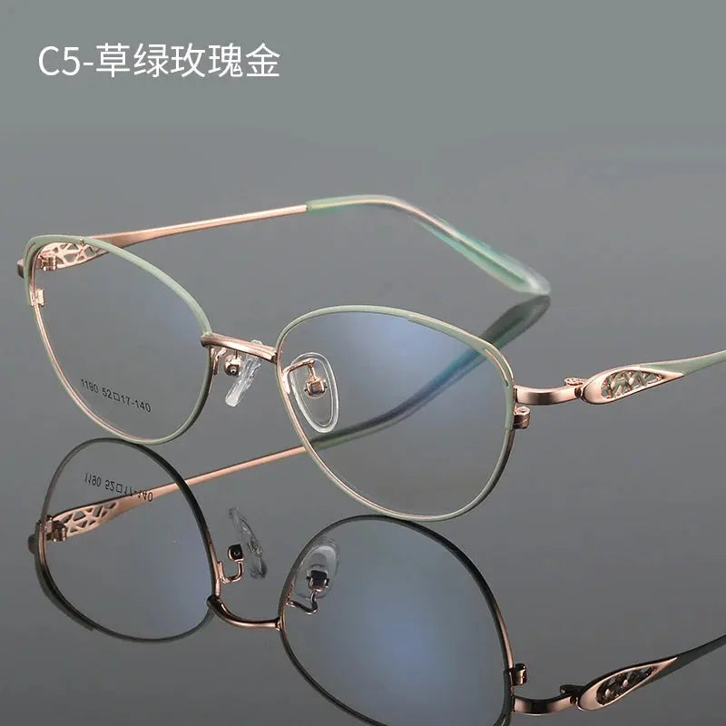 Women's Cat Eye Full Rim Titanium Prescription Glasses 661190 — view 3 | Rx Spectacle