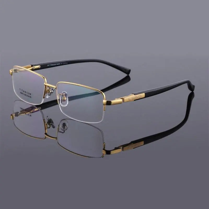 Unisex Square Semi-Rimless Titanium Prescription Glasses 9910 — view 4 | Rx Spectacle