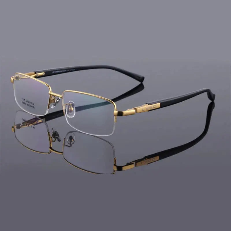 Unisex Square Semi-Rimless Titanium Prescription Glasses 59910 — view 6 | Rx Spectacle