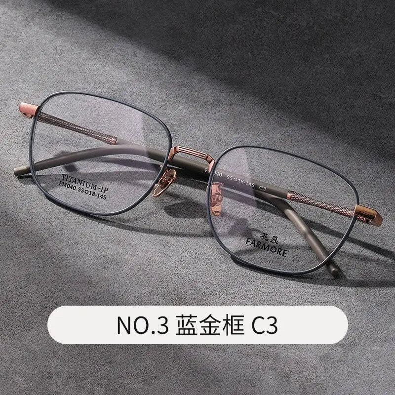 Unisex Square Full Rim Titanium Prescription Glasses FM040 — view 3 | Rx Spectacle